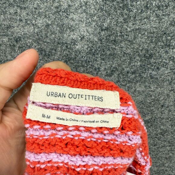 Urban Outfitters Top Women M Medium Red Striped Sleeveless Halter Neck Cotton - Picture 3 of 5